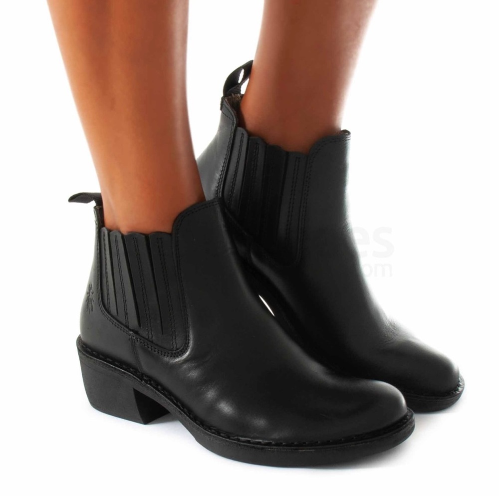 Fly London leather moof bootie in black